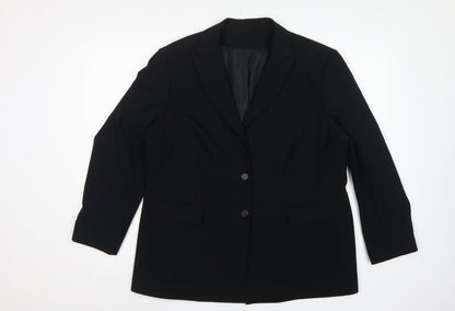 Anne Brooks Women Black Petite UK 18 3 Button Lined Blazer Jacket