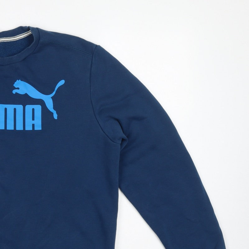 Puma Men’s Blue L Crew Neck Logo Graphic Fleece Sweatshirt