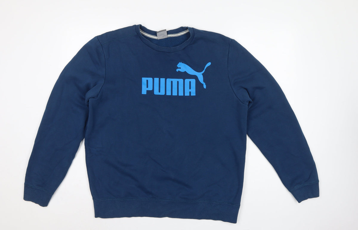 Puma Men’s Blue L Crew Neck Logo Graphic Fleece Sweatshirt