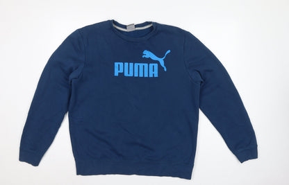 Puma Men’s Blue L Crew Neck Logo Graphic Fleece Sweatshirt