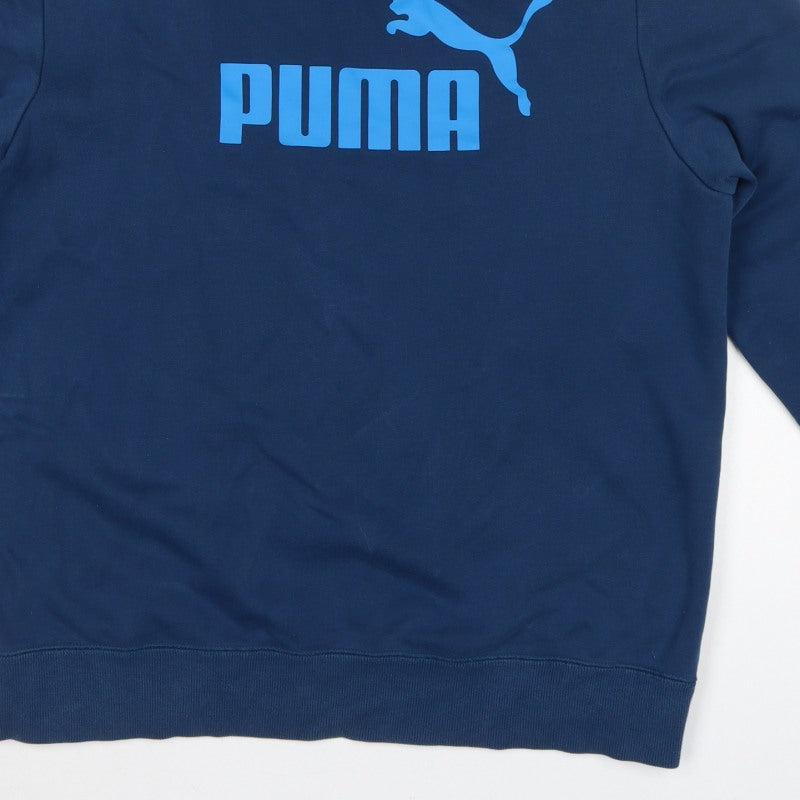 Puma Men’s Blue L Crew Neck Logo Graphic Fleece Sweatshirt