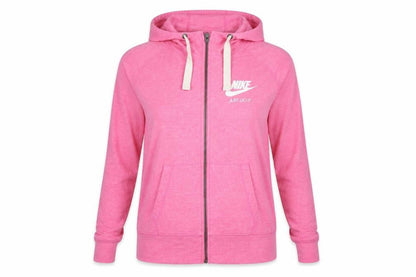 Nike Women Pink L Full Zip Hoodie Logo Pockets
