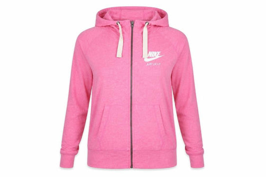 Nike Women Pink L Full Zip Hoodie Logo Pockets