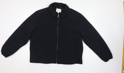 Marks and Spencer Men Black L Padded Full Zip Basic Jacket
