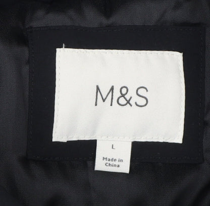 Marks and Spencer Men Black L Padded Full Zip Basic Jacket