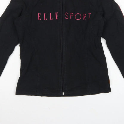 Elle Sport Women’s Black Pink Full Zip Sweatshirt UK 12 Logo