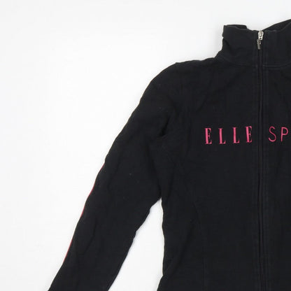 Elle Sport Women’s Black Pink Full Zip Sweatshirt UK 12 Logo