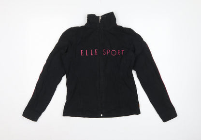 Elle Sport Women’s Black Pink Full Zip Sweatshirt UK 12 Logo