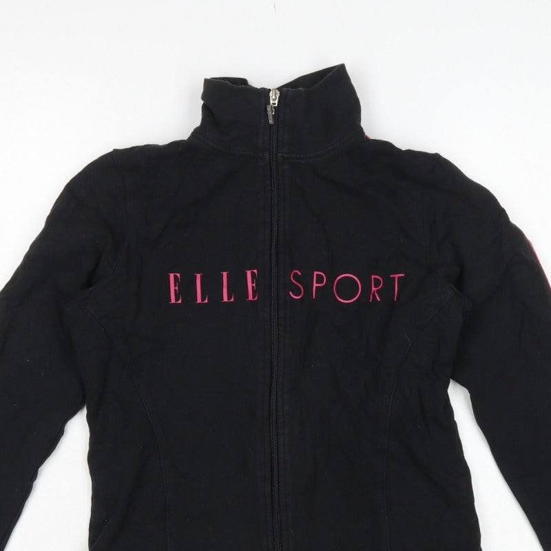 Elle Sport Women’s Black Pink Full Zip Sweatshirt UK 12 Logo