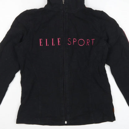 Elle Sport Women’s Black Pink Full Zip Sweatshirt UK 12 Logo