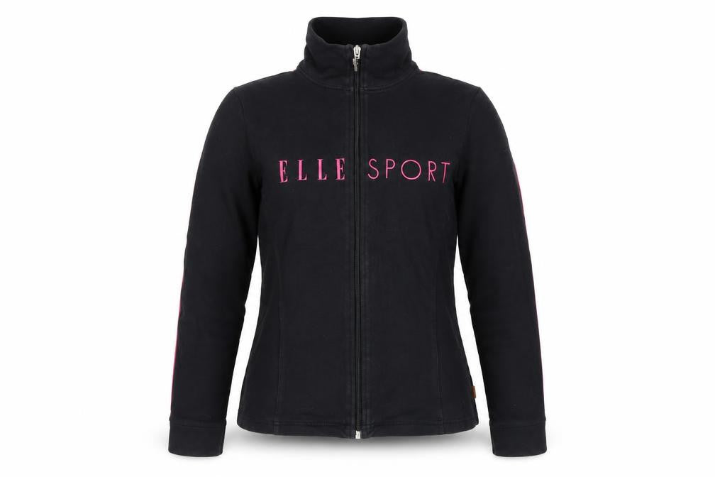 Elle Sport Women’s Black Pink Full Zip Sweatshirt UK 12 Logo