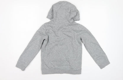 Nike Boys Grey Logo Pullover Hoodie XS 7-8 Years Cotton Blend