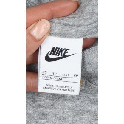 Nike Boys Grey Logo Pullover Hoodie XS 7-8 Years Cotton Blend