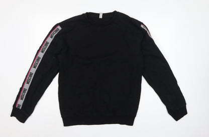 Moschino Men's Black M Logo Tape Crew Neck Pullover Sweatshirt