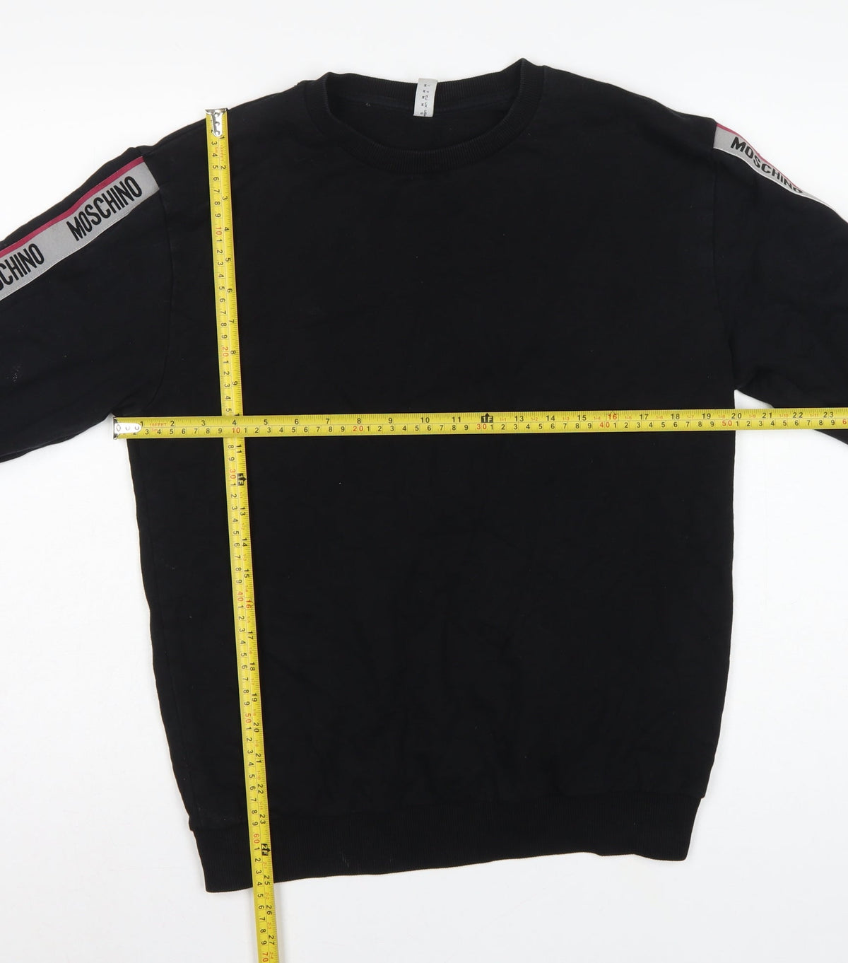 Moschino Men's Black M Logo Tape Crew Neck Pullover Sweatshirt