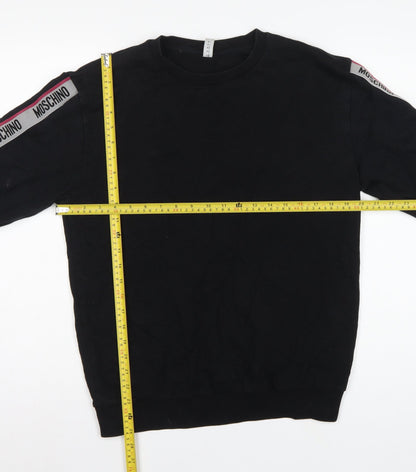 Moschino Men's Black M Logo Tape Crew Neck Pullover Sweatshirt
