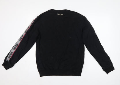 Moschino Men's Black M Logo Tape Crew Neck Pullover Sweatshirt
