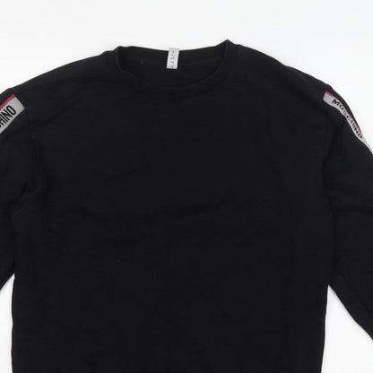Moschino Men's Black M Logo Tape Crew Neck Pullover Sweatshirt