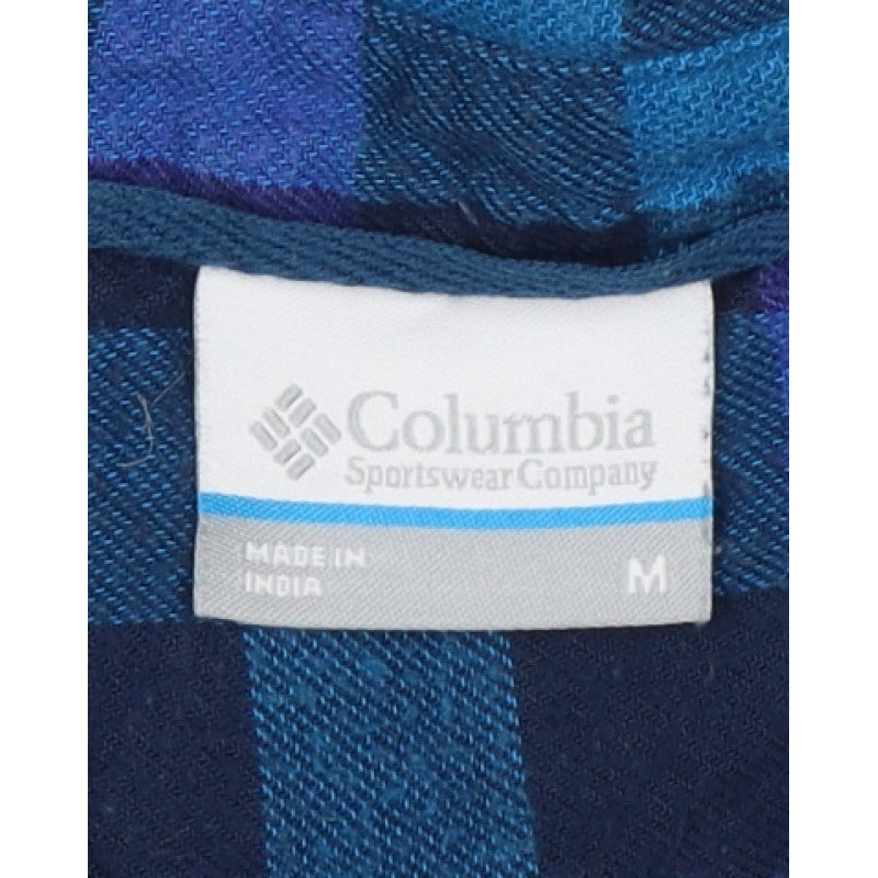 Columbia Women Blue Purple M Plaid Cotton Long Sleeve Button-Up Shirt