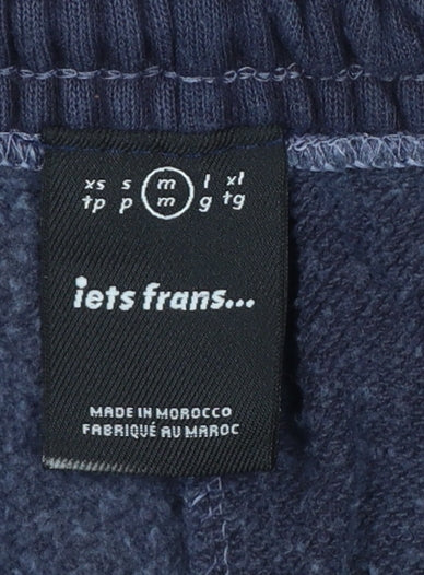 iets frans... Teens Navy Blue M Fleece Jogger Sweatpants Logo