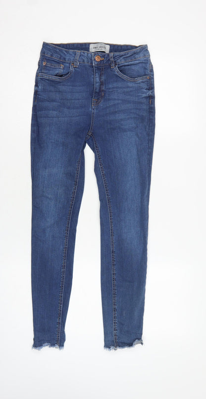New Look Women Blue UK 10 Ankle Grazer Skinny Jeans Raw Hem