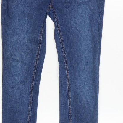 New Look Women Blue UK 10 Ankle Grazer Skinny Jeans Raw Hem