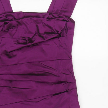 John Lewis Women Purple Size 10 Bodycon Satin Ruched Party Dress