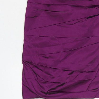 John Lewis Women Purple Size 10 Bodycon Satin Ruched Party Dress