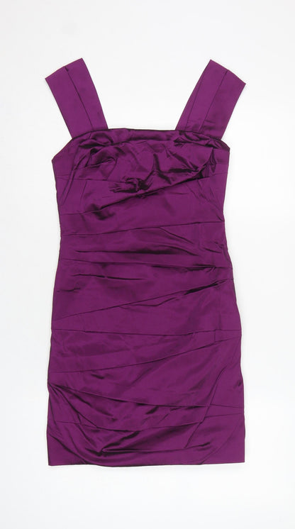 John Lewis Women Purple Size 10 Bodycon Satin Ruched Party Dress