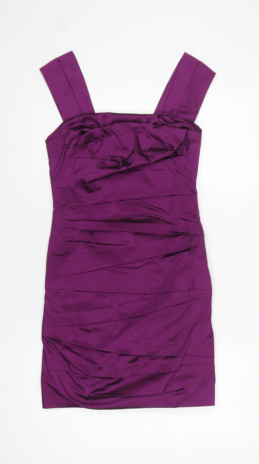 John Lewis Women Purple Size 10 Bodycon Satin Ruched Party Dress