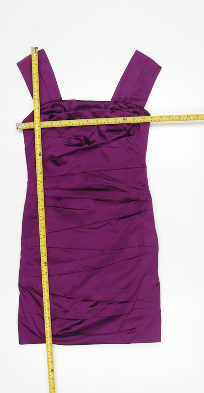 John Lewis Women Purple Size 10 Bodycon Satin Ruched Party Dress