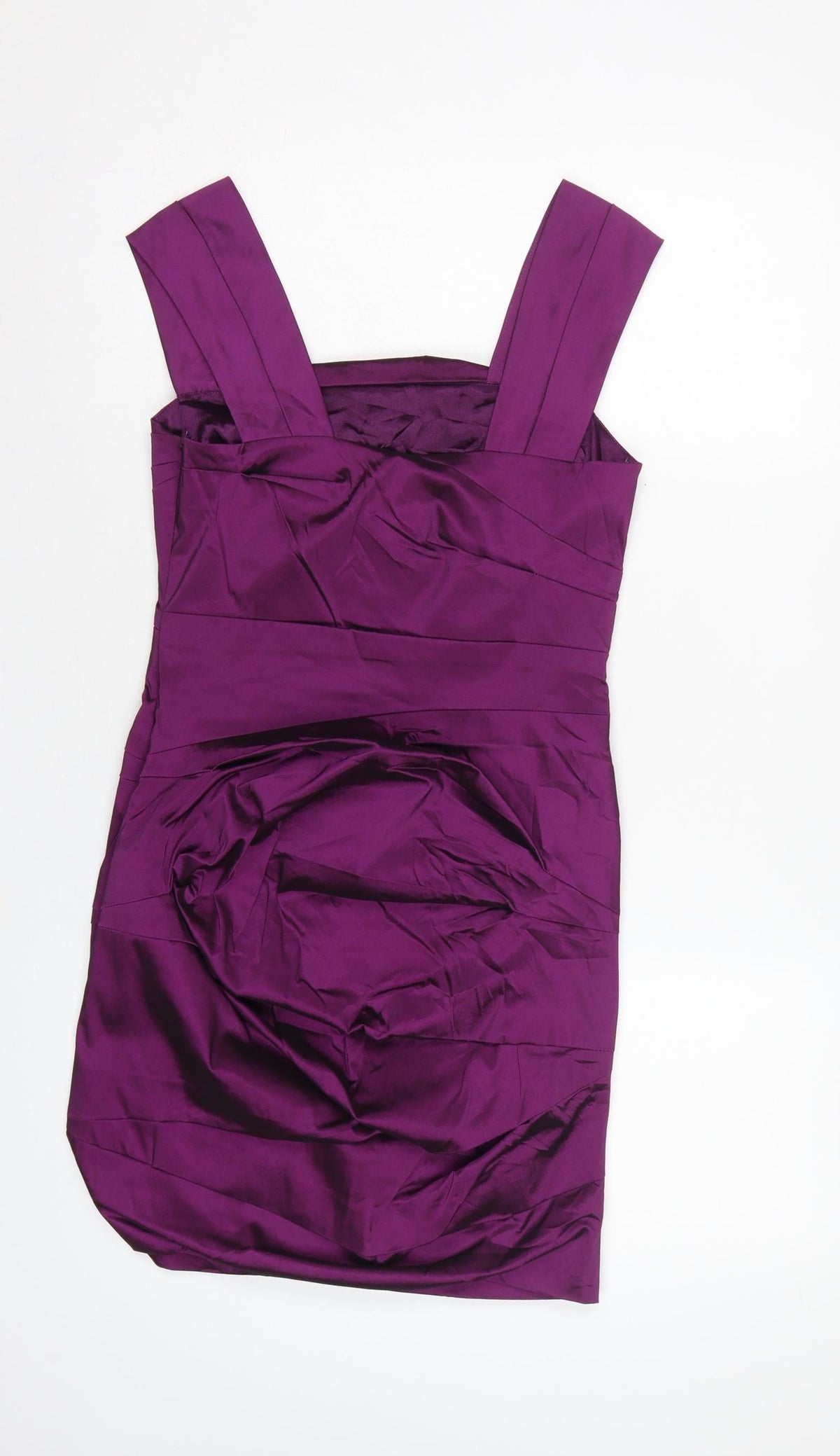 John Lewis Women Purple Size 10 Bodycon Satin Ruched Party Dress