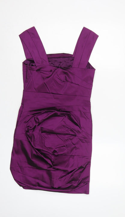 John Lewis Women Purple Size 10 Bodycon Satin Ruched Party Dress