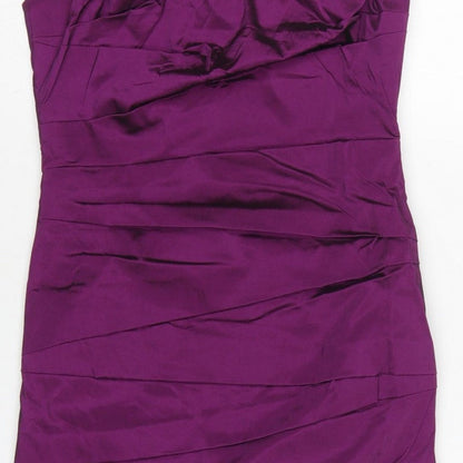 John Lewis Women Purple Size 10 Bodycon Satin Ruched Party Dress