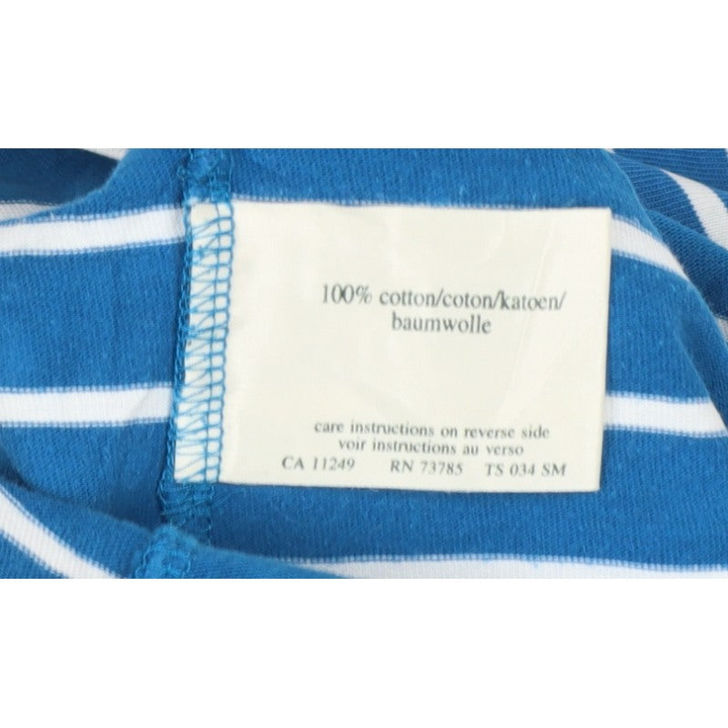 Laura Ashley Women Blue White Striped M 3/4 Sleeve Boat Neck Jersey T-Shirt