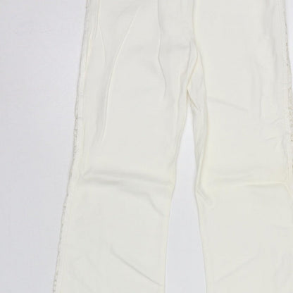 Karen Millen Women Ivory UK 8 Flared Lace Trim Trousers