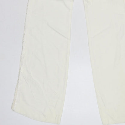 Karen Millen Women Ivory UK 8 Flared Lace Trim Trousers