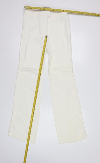 Karen Millen Women Ivory UK 8 Flared Lace Trim Trousers