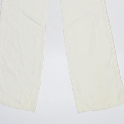 Karen Millen Women Ivory UK 8 Flared Lace Trim Trousers