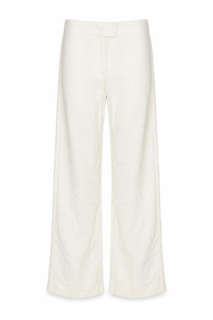 Karen Millen Women Ivory UK 8 Flared Lace Trim Trousers