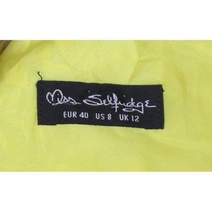 Miss Selfridge Women Yellow UK 12 Fit & Flare Floral Metallic Dress