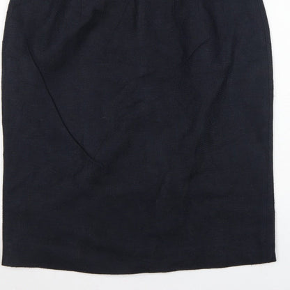 Hobbs Women Blue UK 16 Linen Cotton Knee Length Pencil Skirt