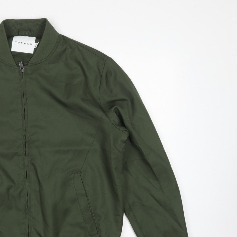 Topman Men’s Green M Bomber Jacket Full Zip Lined