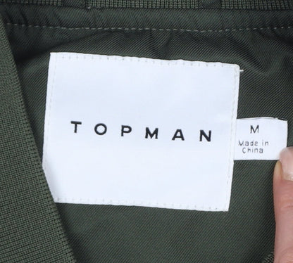 Topman Men’s Green M Bomber Jacket Full Zip Lined