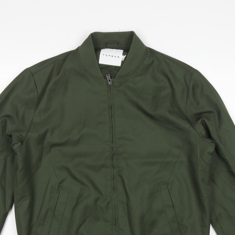 Topman Men’s Green M Bomber Jacket Full Zip Lined