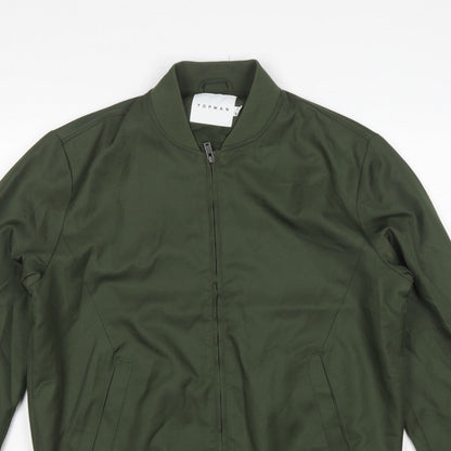Topman Men’s Green M Bomber Jacket Full Zip Lined