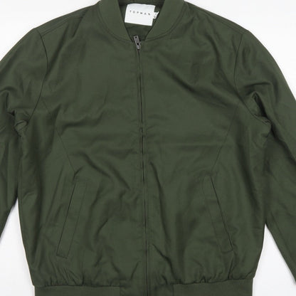 Topman Men’s Green M Bomber Jacket Full Zip Lined