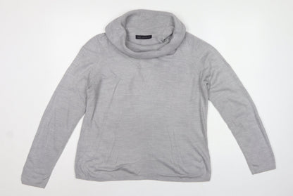 Marks & Spencer Women Grey UK 14 Cowl Neck Raglan Knit Jumper