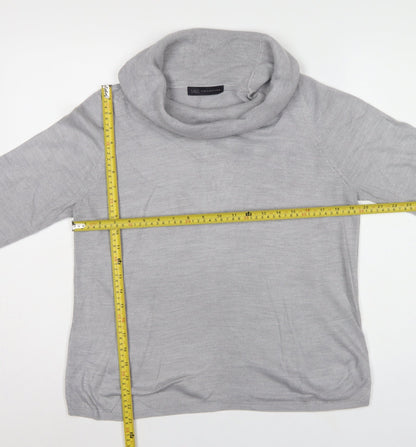Marks & Spencer Women Grey UK 14 Cowl Neck Raglan Knit Jumper