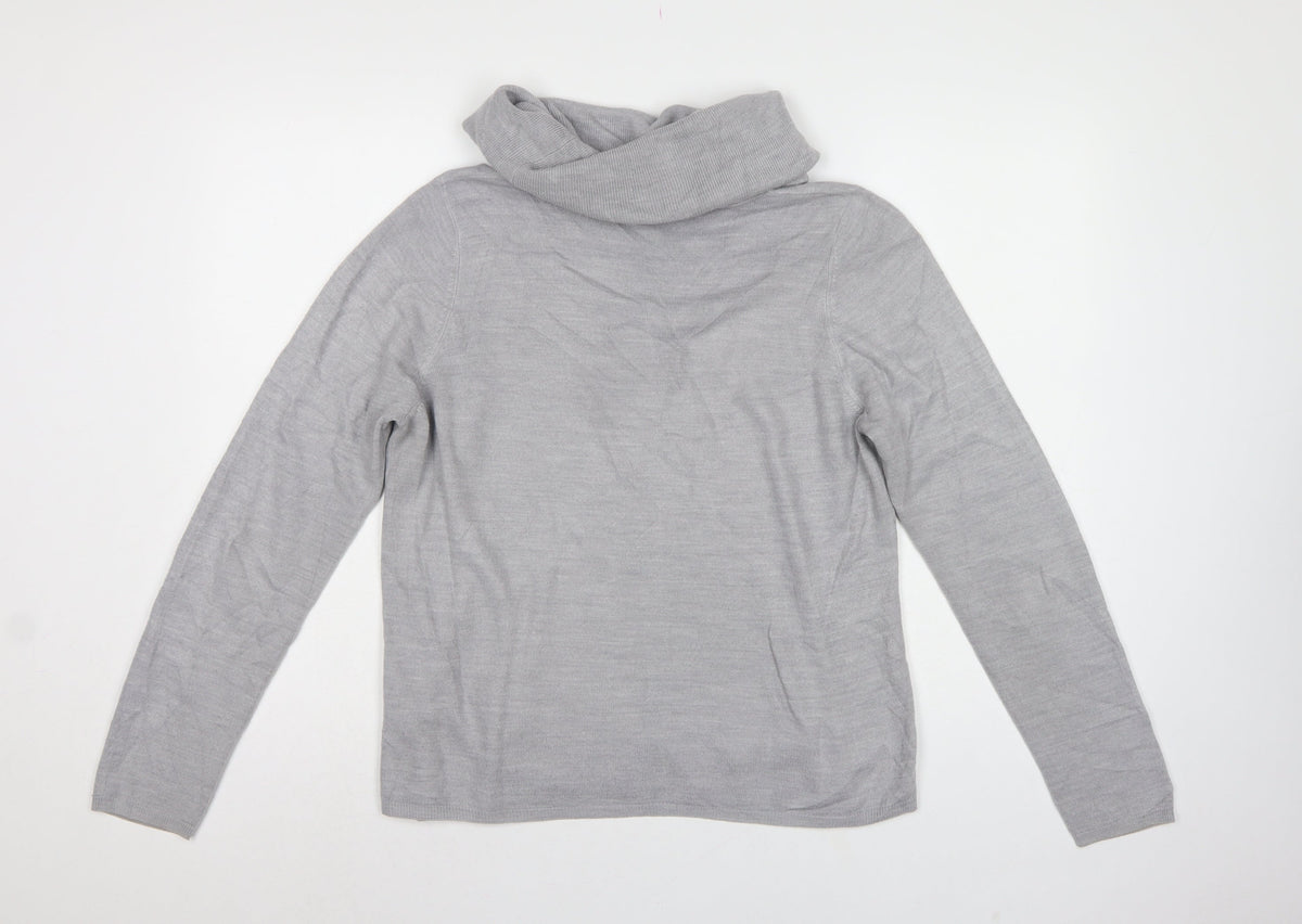 Marks & Spencer Women Grey UK 14 Cowl Neck Raglan Knit Jumper